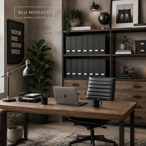 Foldable Black Magazine File Holder Set - 6 Pack Cardboard Desk Organizer