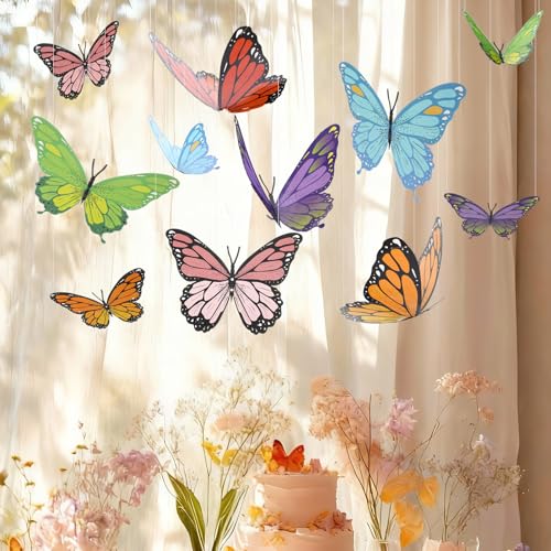 18 Pcs Large 3D Hanging Butterfly Decorations for Party and Room Decor