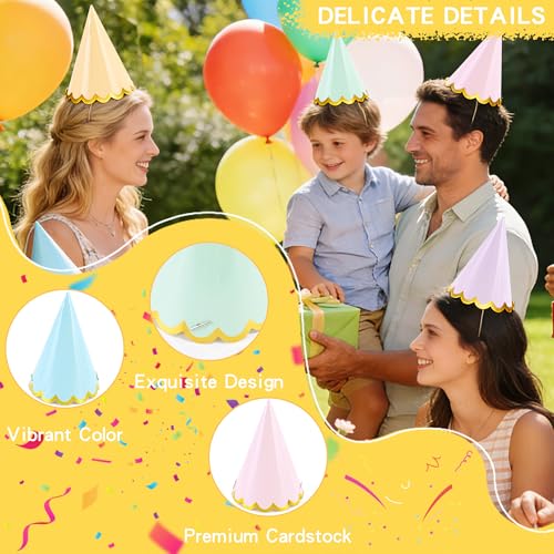 24-Piece Pre-Assembled Party Hats for Adults and Kids, Bulk Party Favors