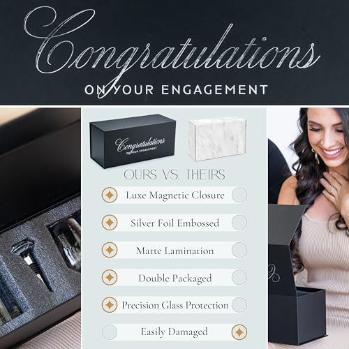 Engagement Gift Set for Couples with Whiskey Glass, Wine Glass & Stopper