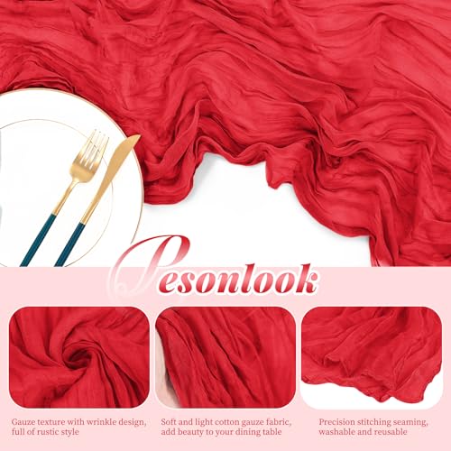Red Cheesecloth Table Runner 12 Pack 21.5×120 Inch Elegant Boho Decor