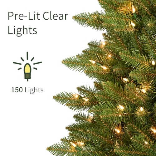 4.5ft Slim Fraser Fir Artificial Christmas Tree with 150 Clear Lights - Pre-Lit Holiday Tree