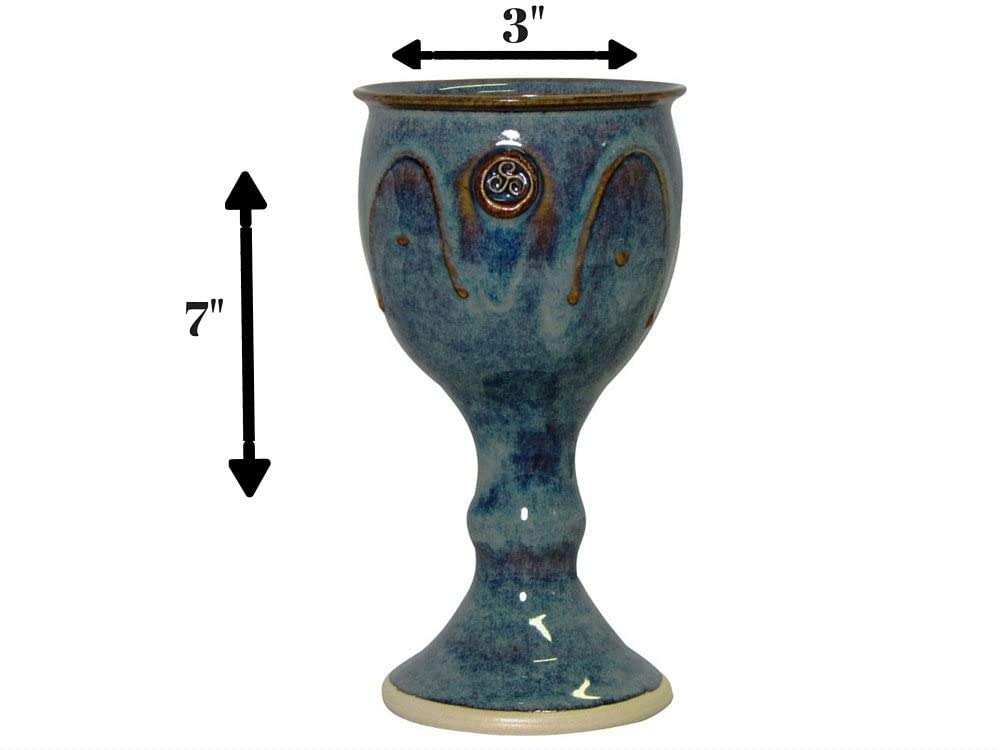 Castle Arch Pottery Irish Pottery Wine Goblet Hand-Thrown Hand-Glazed with Celtic Spiral Motif - Handcrafted In Ireland - Lead & Cadmium Free, Irish Gifts For Men & Women