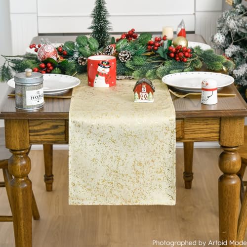 Artoid Mode Beige Dutch Fleece Table Runner 13x72 Inch for Dining & Home Decor