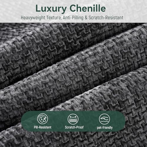 130-Inch Modular Sectional Sofa, 6-Seater Chenille Cloud Couch with Ottoman