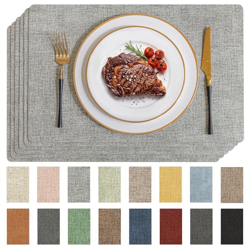 Faux Leather Placemats Set of 8, Waterproof Heat-Resistant Table Mats