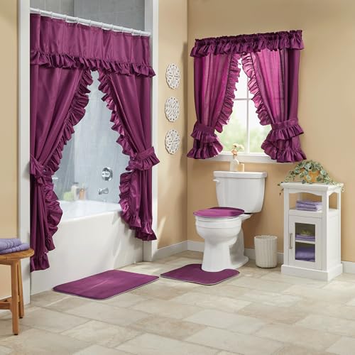 Montgomery Ward Serene 11-Piece Bathroom Set - Shower Curtain & Rugs, Plum