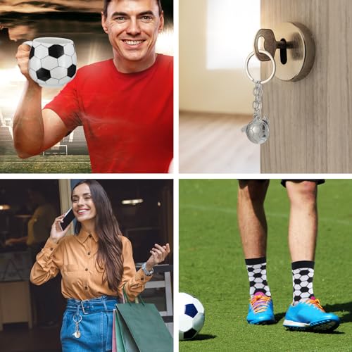 Soccer Gifts Set - Ceramic Mug, Crew Socks & Keychain for Soccer Fans - Christmas & Birthday Gift