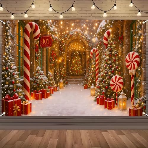 KKYEJLQYI Candy Street Christmas Banner 71x41 Inches Holiday Wall Decor