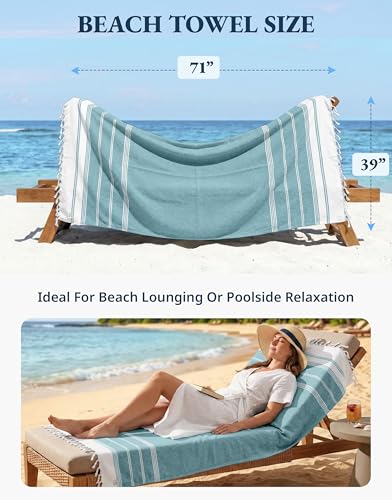 Lane Linen 6-Pack Oversized Beach Towels 39x71 Quick-Dry Diamond Multi