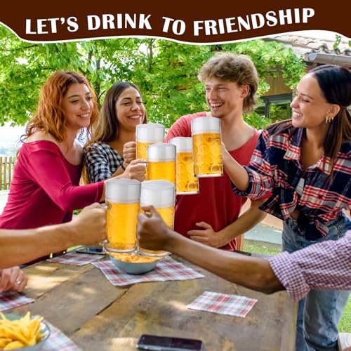 10 Pcs Large 34 Oz Plastic Beer Mugs with Handle - Shatterproof Stein