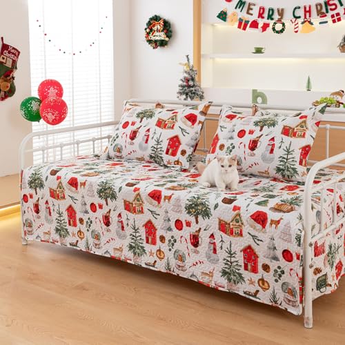 Christmas 5-Piece Twin Daybed Bedding Set with Snowman & Tree