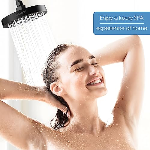6-Inch High Pressure Rainfall Shower Head, Matte Black Adjustable Fixed