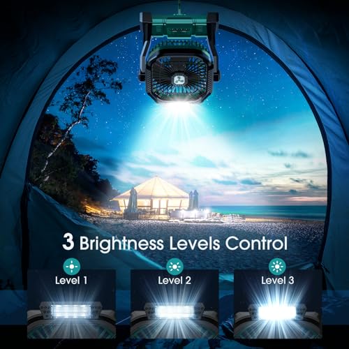 Portable Battery Operated Fan with LED Lantern and 20000mAh Cordless Power