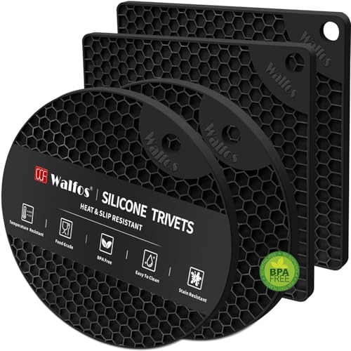 Silicone Trivet Mats - Heat Resistant Non-Slip Hot Pads & Pot Holders, 4 Pack