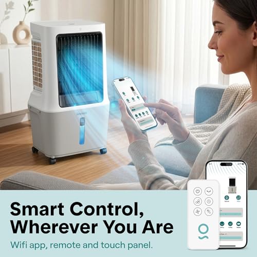 Portable Evaporative Air Cooler 2500 CFM 8-Gallon Tank WiFi Swamp Cooler