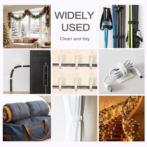 Damage-Free Adhesive Garland Hangers with Adjustable Cable Ties - 6 Pack