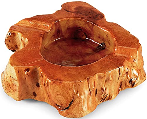 Rustic Wooden Cigar Ashtray with 2 Slots for Indoor and Outdoor Use