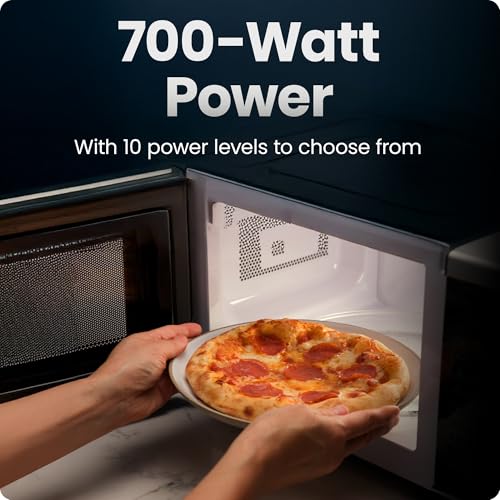 Compact Countertop Microwave Oven 0.7 Cu. Ft., 700W with 6 Presets, Black