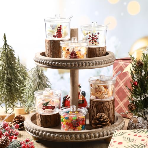 Roshtia 6 Pack Christmas Hot Cocoa Sugar Bowls Buffalo Plaid Design