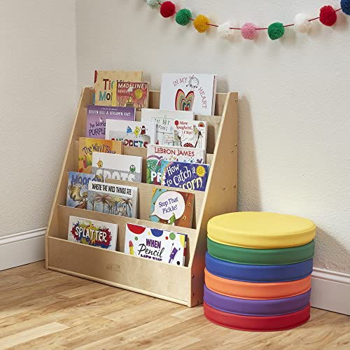 Double-Sided Wooden Book Display Shelf for Kids with Storage