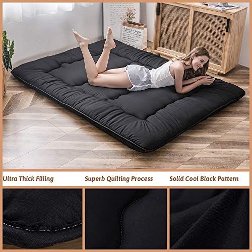 Japanese Floor Mattress 4" Thick Full Size Foldable Futon Roll-Up Sleeping Mat