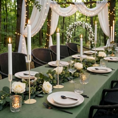 54 Pcs Gold Taper Candle Holders Set - 3 Heights Brass Candlestick Holders for Table Centerpiece, 18 each size, Zrlljp