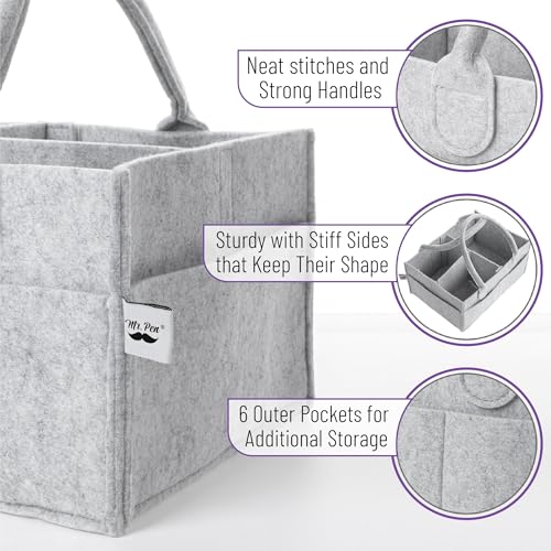 Baby Diaper Caddy Organizer Gray Storage Bin for Nursery and Car