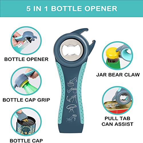 HUMANFUN 3-Piece Blue 5-in-1 Jar & Bottle Opener Set for Seniors & Arthritis