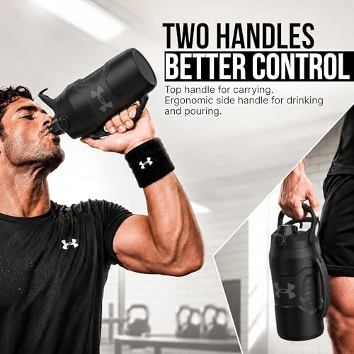 Insulated Water Bottle 64 oz Half Gallon Sports Jug with Handle and Fence Hook