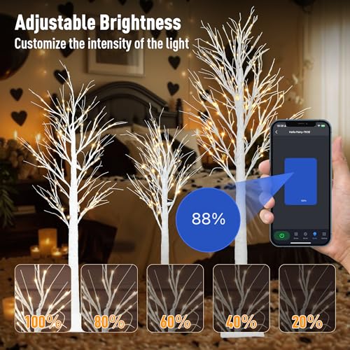 Aoycocr Lighted Birch Trees Set 4FT, 5FT, 6FT with App Control & 18 Modes