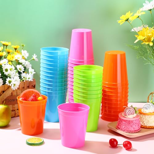 50 Pack 16 oz Reusable Plastic Stadium Cups - Blank Tumblers for Parties