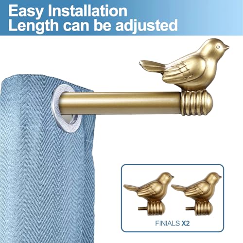 Adjustable Decorative Bird Curtain Rod Set, 3/4-Inch, 48 to 84 Inches