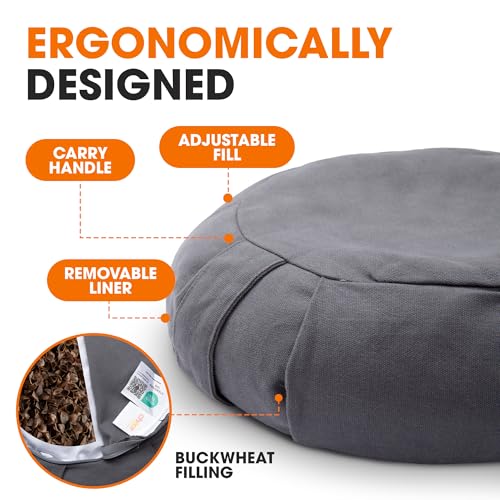 Ergonomic Meditation Cushion with Buckwheat Filling for Floor Seating