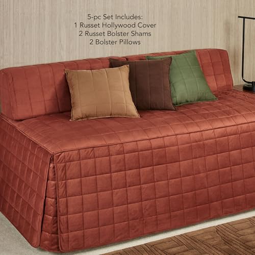 Hollywood Twin Daybed Bedding Set - 5 Piece Faux Suede in Russet