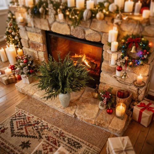 BIGFIS 6 Pack Artificial Norfolk Pine Branches 36-inch Faux Greenery for Christmas Decorations