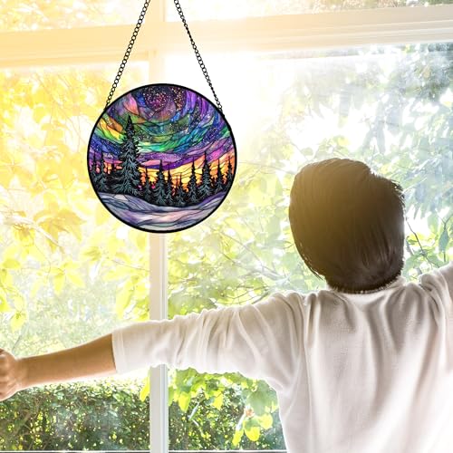 Van Gogh Night Scene Stained Glass Window Hanging Suncatcher Gifts