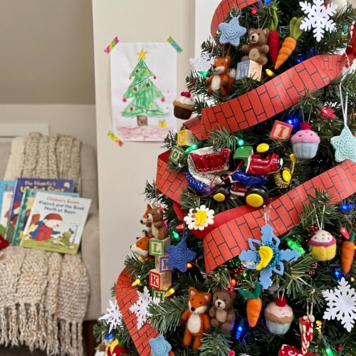 Yunlly Super Brother Christmas Ribbon - Red Brick Video Game Theme, 3.9in x 14.8ft