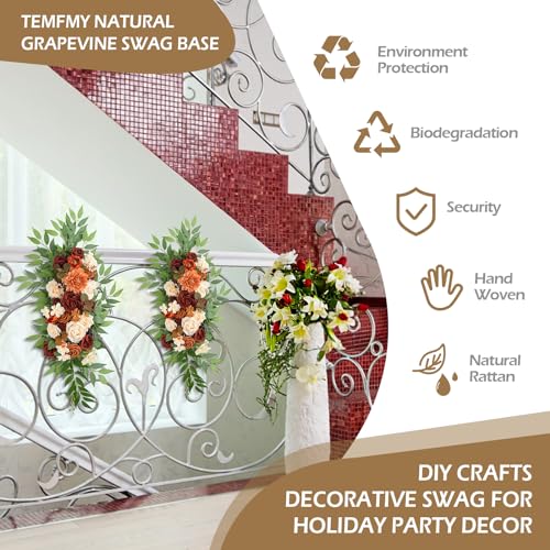 15-Inch Grapevine Swag Wreath Base - Natural Vine Craft Frames, 6 Pack