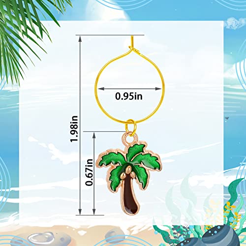 SANNIX Beach Wine Glass Charms Set – 24 Summer Beach Pattern Markers for Stem Glasses