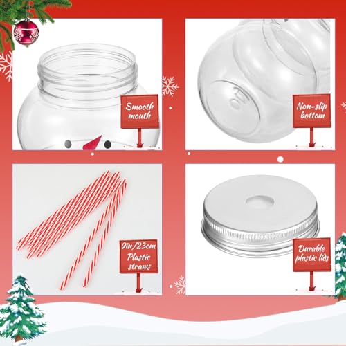 Sliner 20 Set Snowman Christmas Drink Bottles with Straws - Holiday Favors