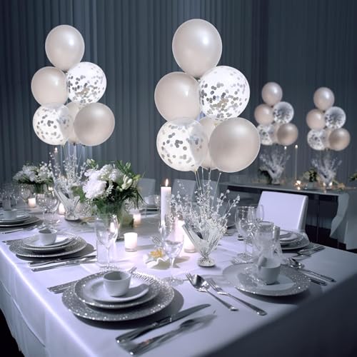FUBININA Silver Birthday Table Centerpiece Metallic Foil Spray Party Decoration
