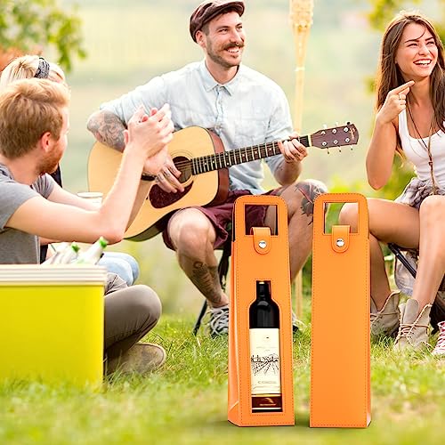 Reusable PU Leather Single Wine Bottle Tote Bag with Metal Clasp