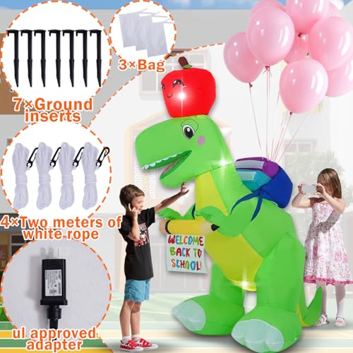 6FT Back to School Dinosaur Inflatable Decoration with LED Lights