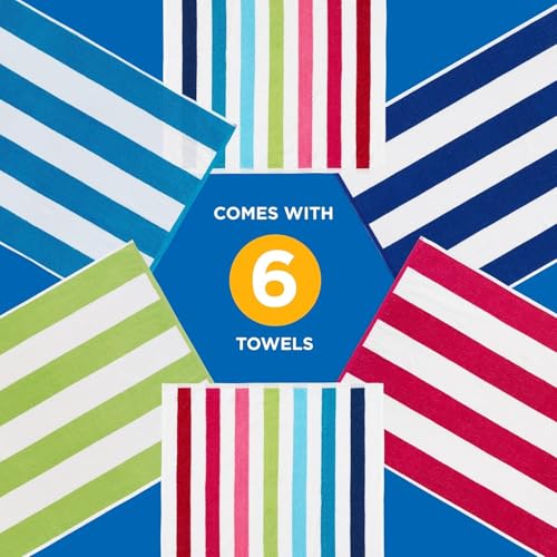 Ben Kaufman Oversized Cabana Striped Cotton Beach Towels - 6 Pack