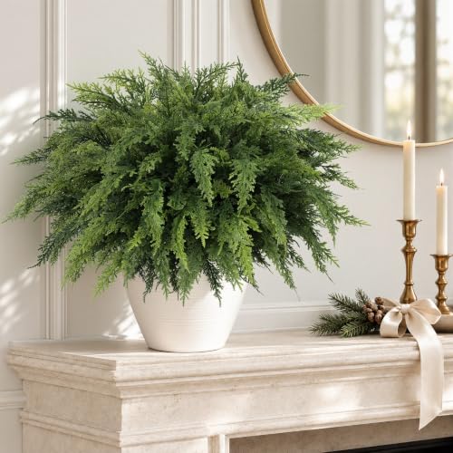 36 Pcs Real Touch Cedar Stems 18in – N&T NIETING Green Pine Branches for Vase Filler & DIY Garlands