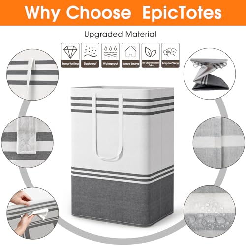 2 Pack Extra Large 75L Collapsible Laundry Baskets, Waterproof Hamper
