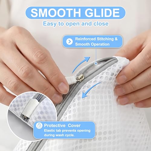 3-Pack Mesh Laundry Bags with Zipper | 12x16 inches Durable Honeycomb Design