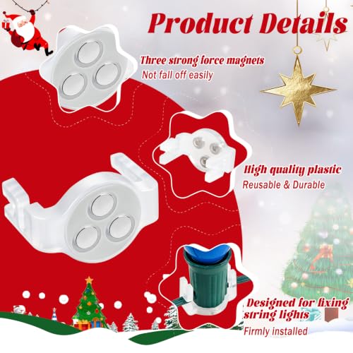 UQM Clear 200 Pack Magnetic Christmas Light Clips for C9 C7 Sockets – Strong Magnet & Anti-Slip Design