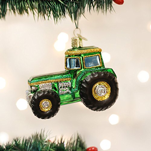 Handcrafted Glass Tractor Christmas Tree Ornament, Holiday Decoration